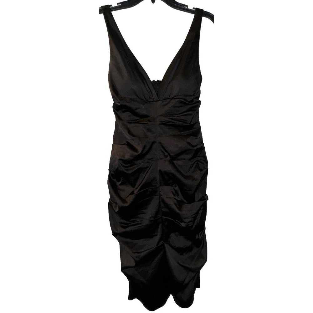 XScape Joanna Chen Satin Dress Rushed Sexy Hoco Cocktail Body Con Women's 8 - Picture 1 of 12